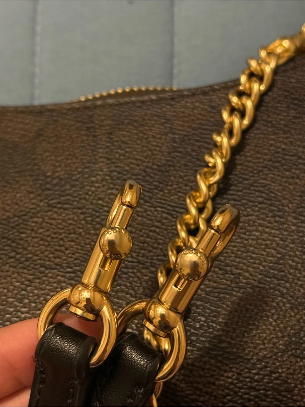 Coach Brown Mini Crossbody with Gold Chain and Hardware